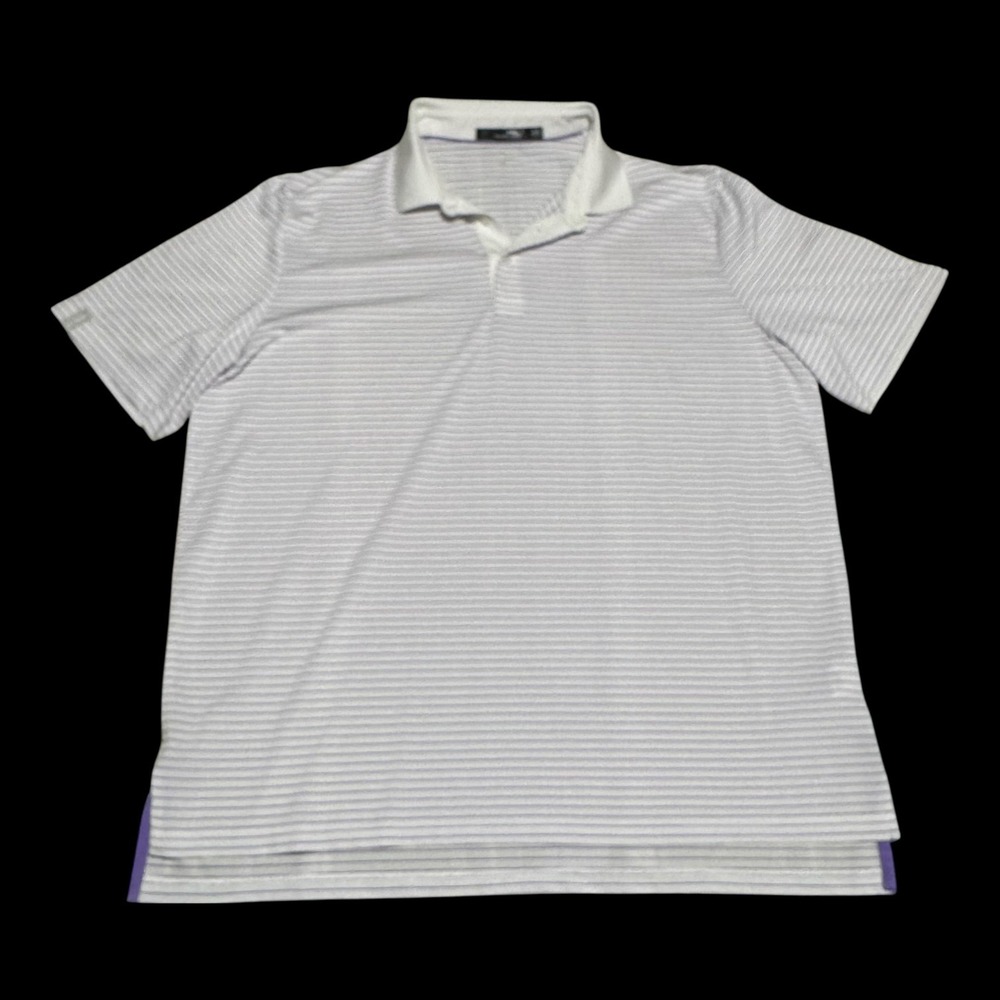 RLX Ralph Lauren Polyester Blend Golf Performance Striped Polo Shirt Men's XL